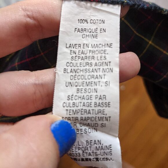 LL Bean Women's Ruffle Front Button Plaid Shirt - Picture 6 of 6